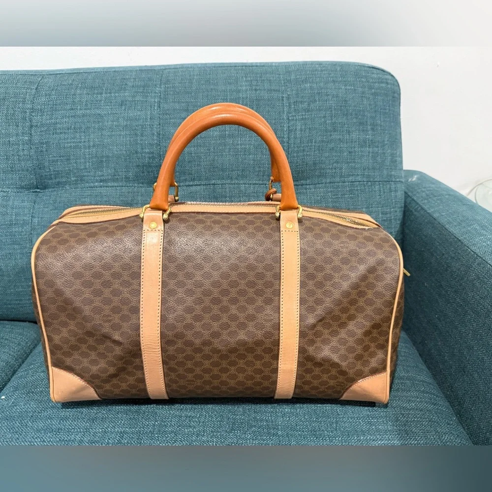 Celine Brown and Tan Macadam Boston Bag - Picture 3 of 16